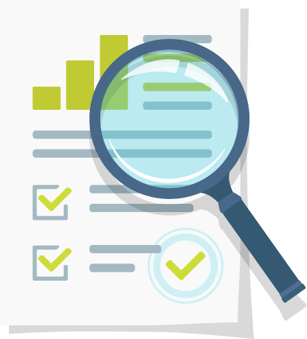 Research illustration magnifying glass